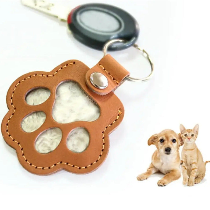 Pet Hair Keepsake Keychain – Paw Print Memorial Fur Holder for Dogs & Cats