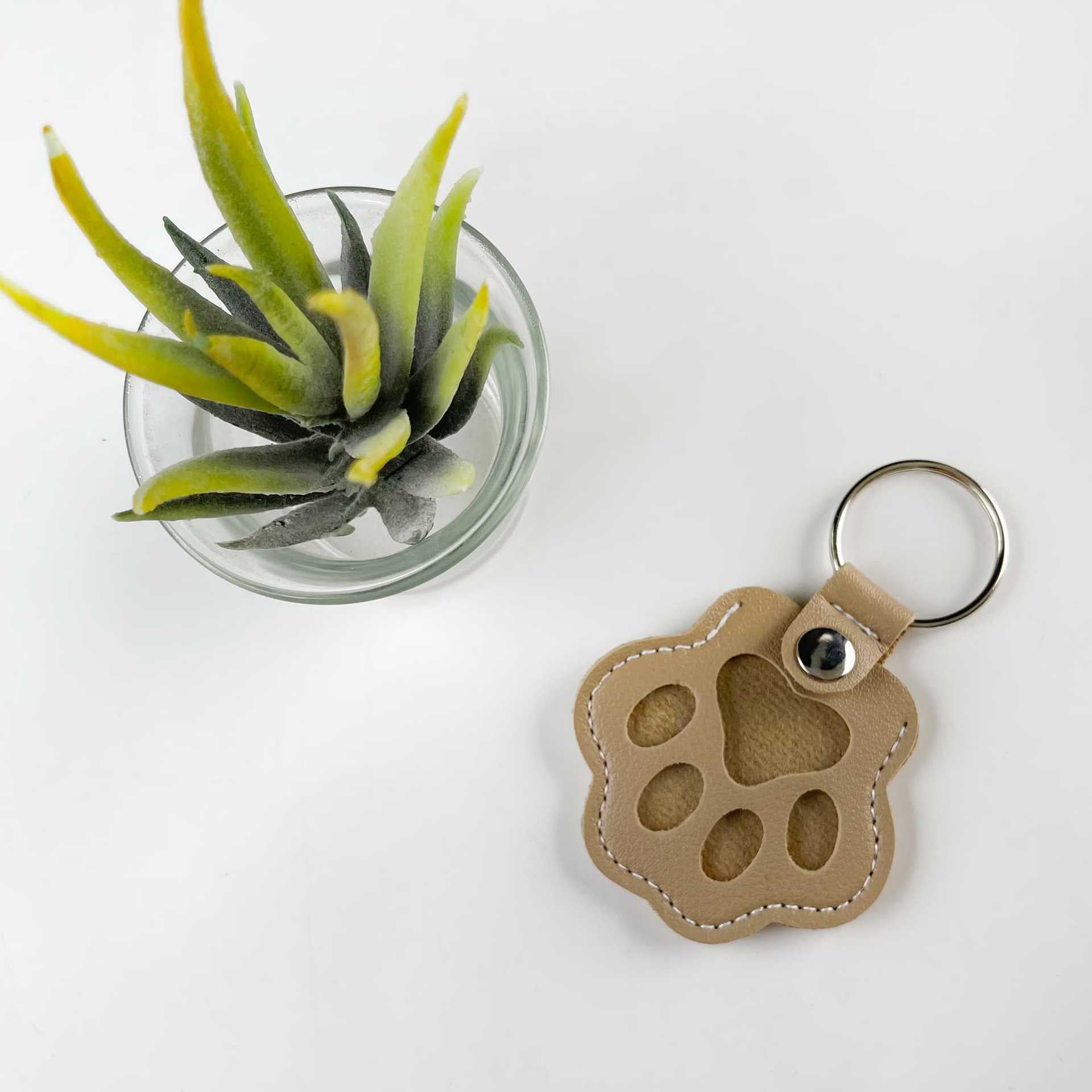 Pet Hair Keepsake Keychain – Paw Print Memorial Fur Holder for Dogs & Cats