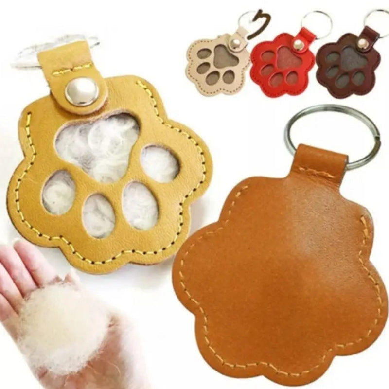 Pet Hair Keepsake Keychain – Paw Print Memorial Fur Holder for Dogs & Cats