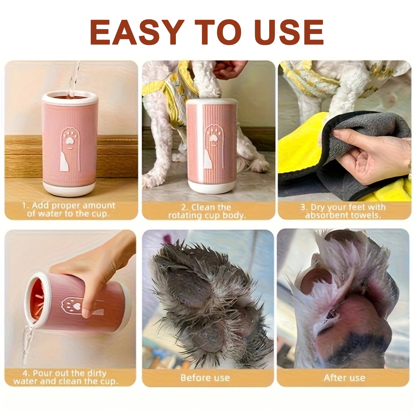 Pet Paw Cleaner Cup – Easy No-Scrub Foot Washer for Dogs & Cats