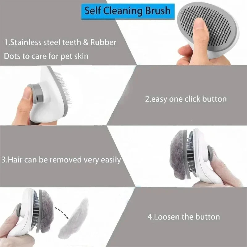 Self-Cleaning Pet Grooming Brush – Deshedding & Dematting Comb for Dogs & Cats